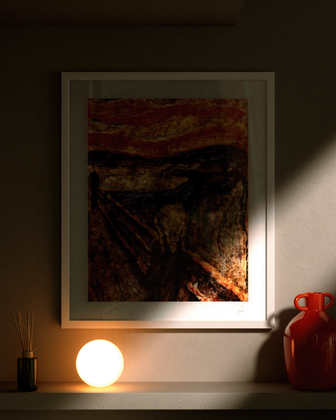 The Scream low-light framed scene